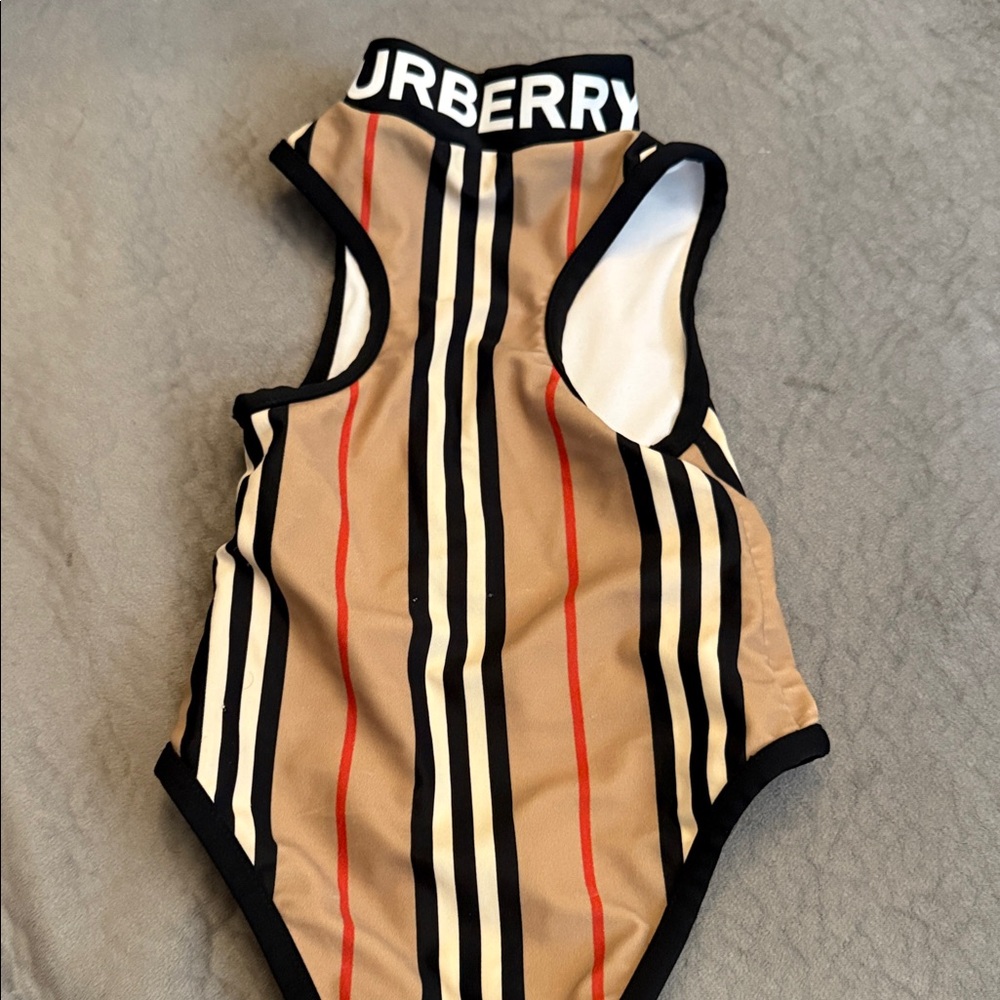 Burberry baby Tan and Black Striped Bodysuit